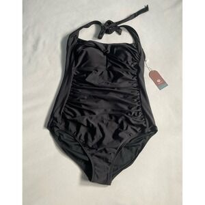 Smismivo  Large Halter Swimsuit Womens Black